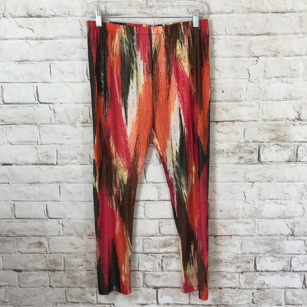 LBISSE Womens LG Y2K Sparkle Orange Brown Stretch Multicolor Leggings